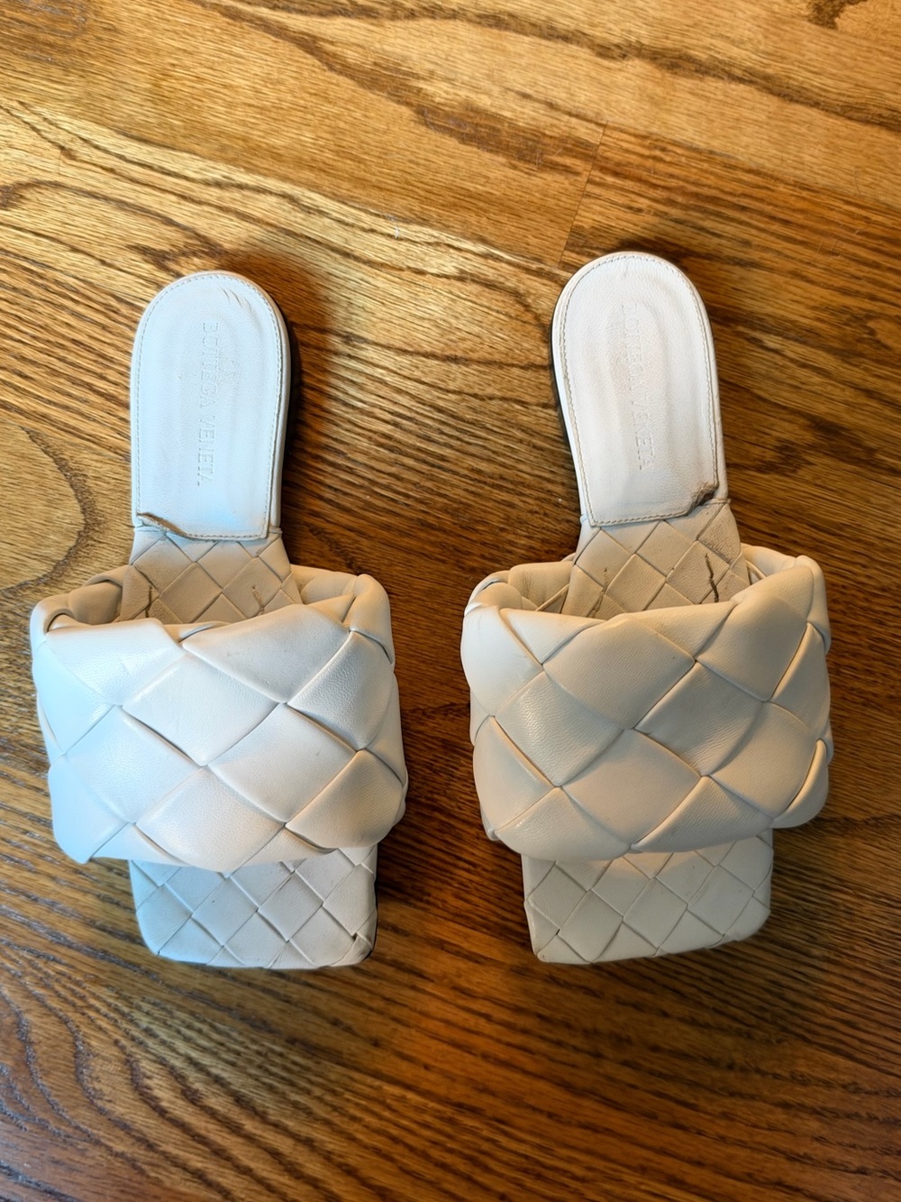 Bottega Veneta Cream Padded Woven Slide Mules